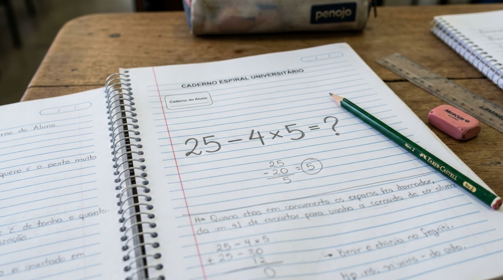 Só 1 em cada 8 brasileiros resolve 25 − 4 × 5 sem inverter a ordem das operações