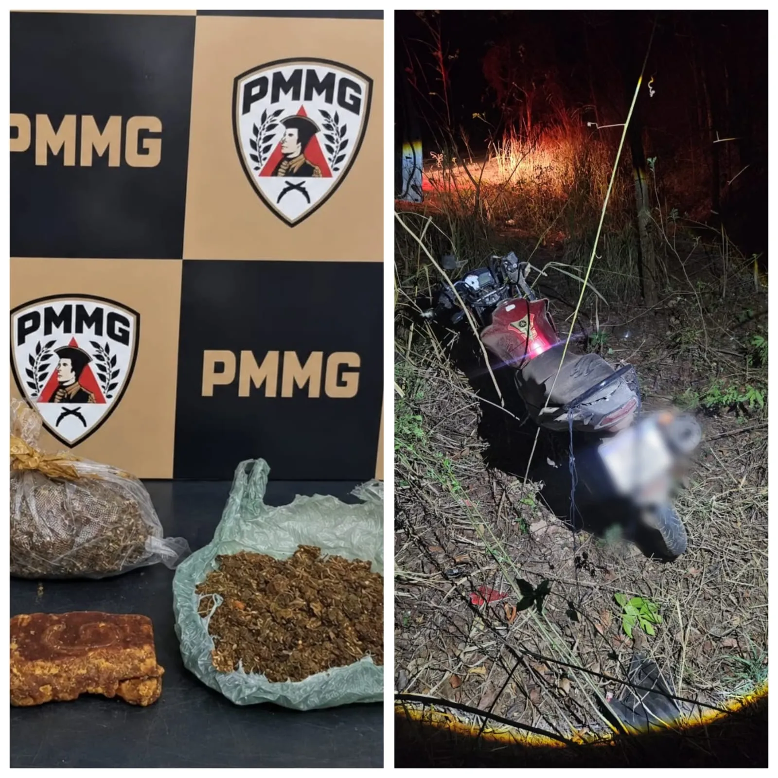 Motociclista é preso com drogas após fugir da PM e sofrer acidente na LMG-628, em Unaí
