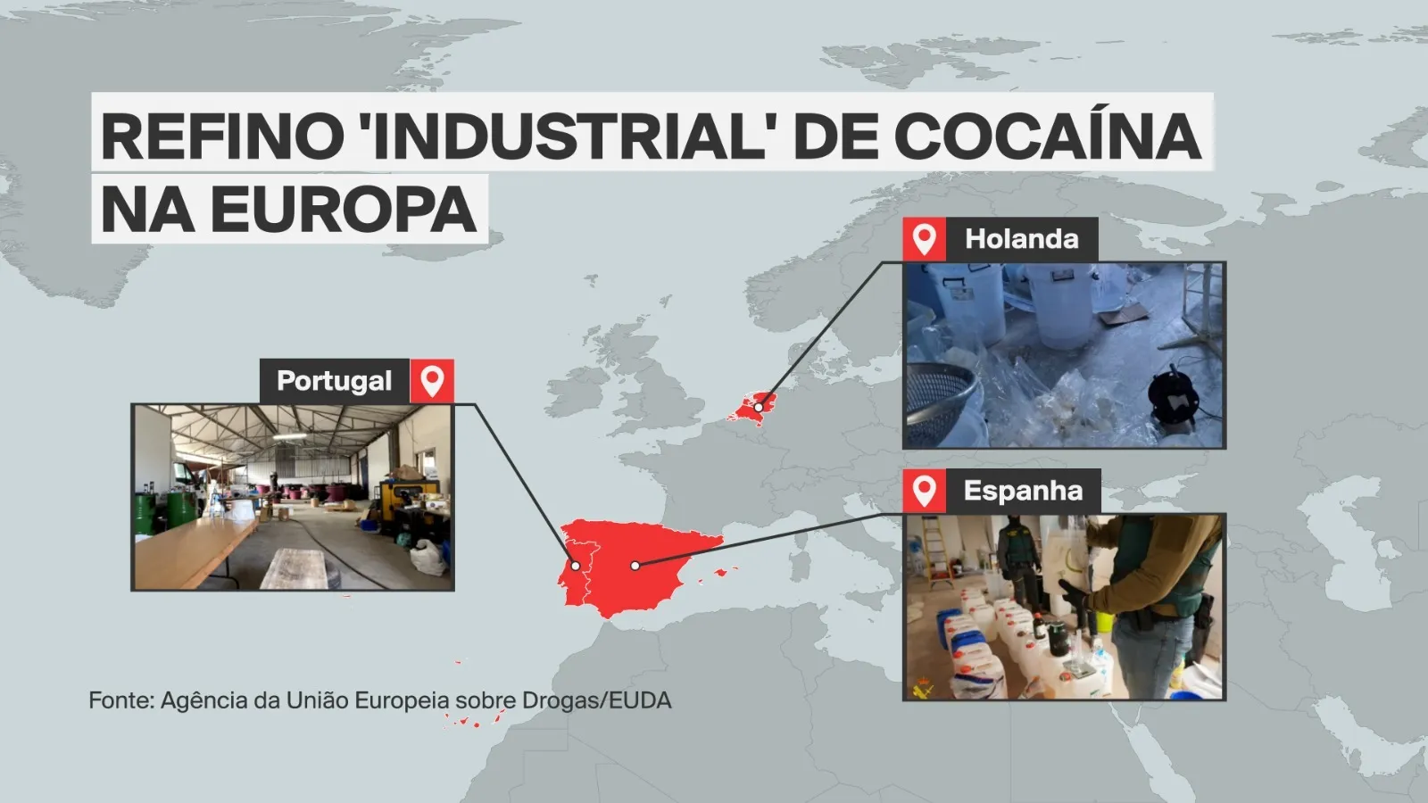 Europa identifica laboratórios clandestinos para refino de cocaína em escala industrial e alerta sobre nova dinâmica do narcotráfico