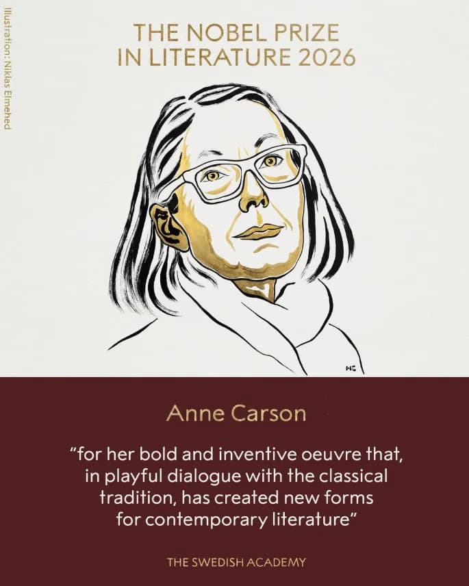 Anne Carson ganha Prêmio Nobel de Literatura 2026