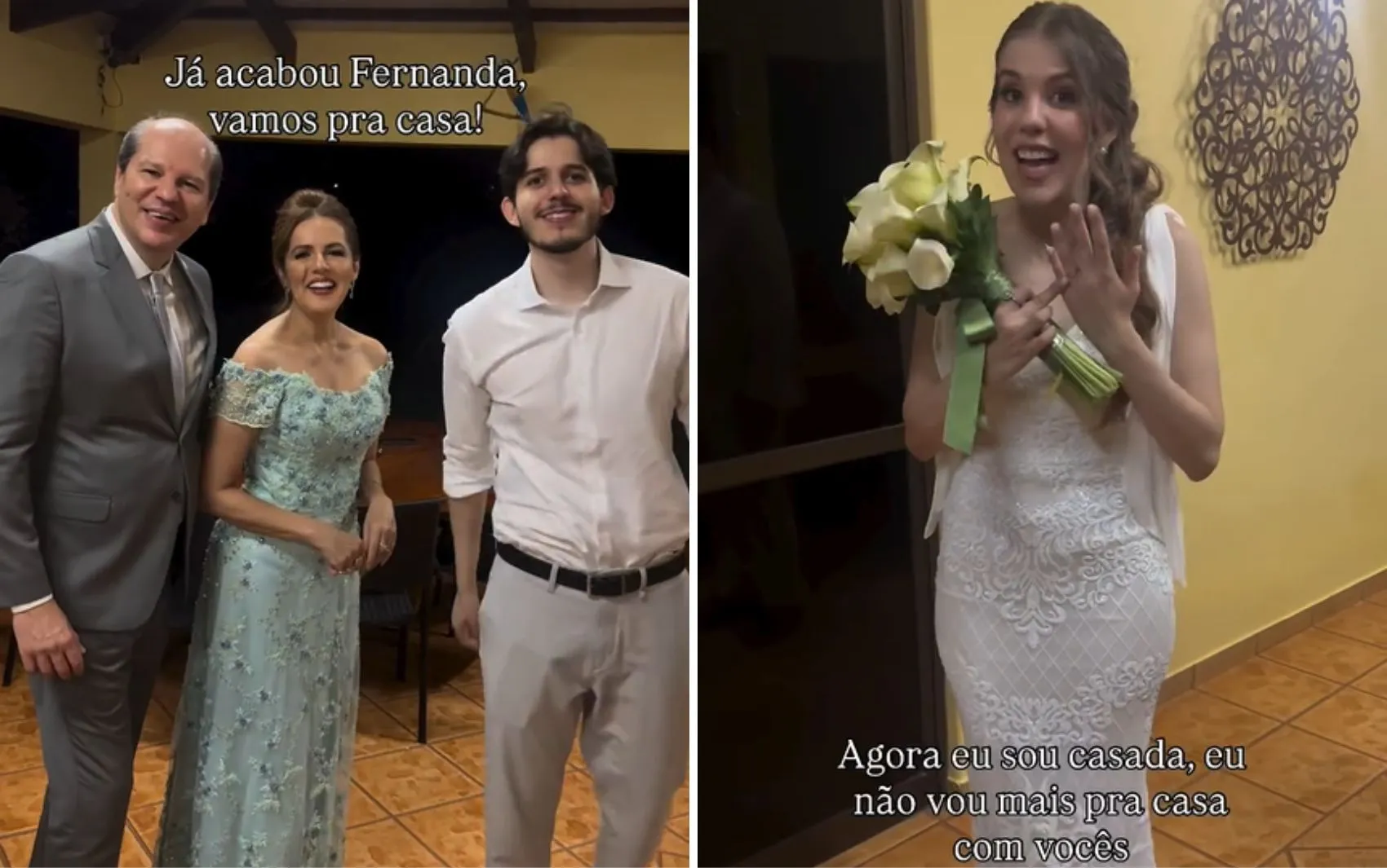 Médica emociona em vídeo com os pais e o irmão após casamento: 'Não vou mais para casa com vocês'