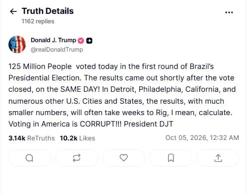 Trump confunde Brasil com Índia ao comentar eleição presidencial