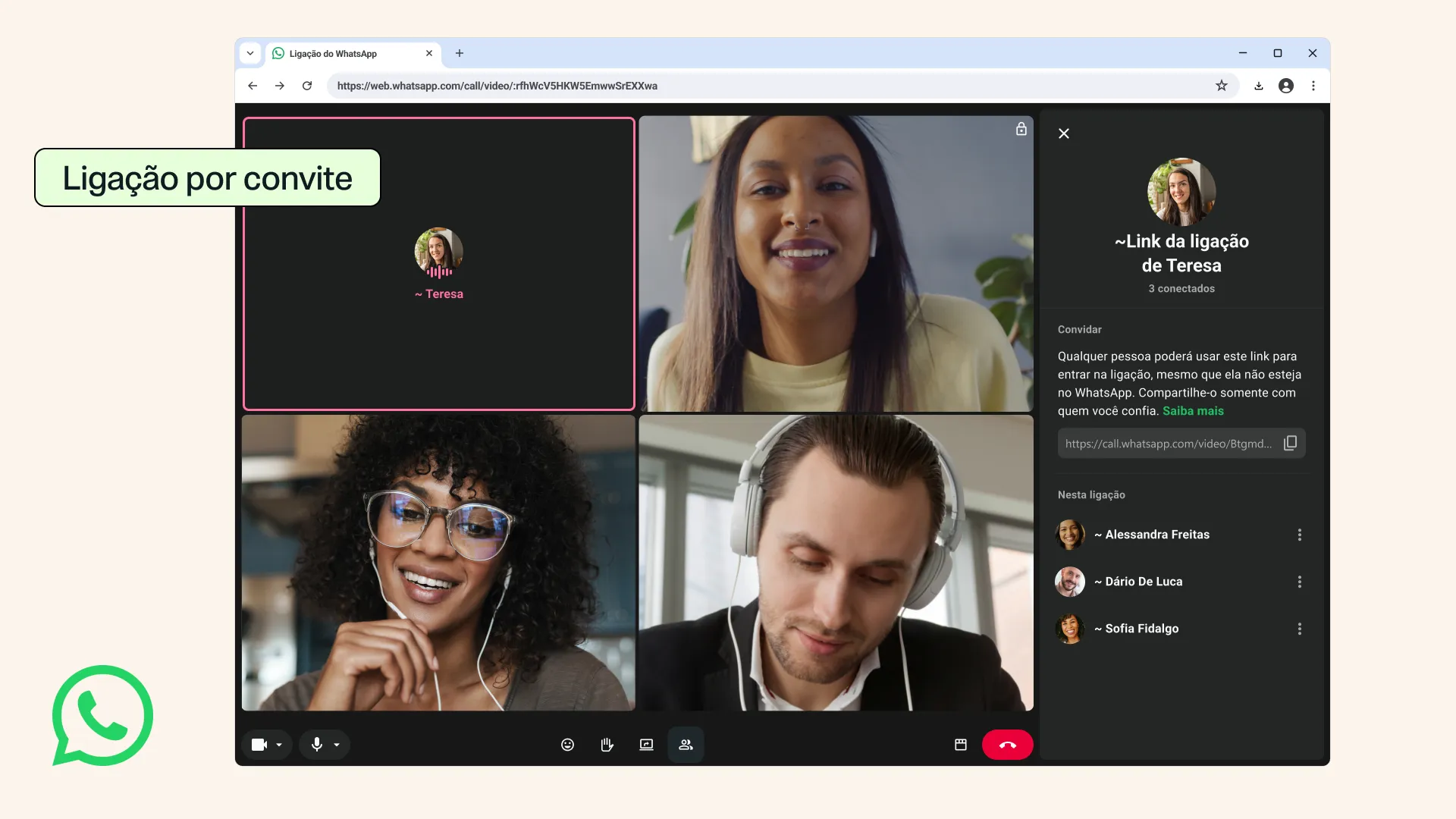 WhatsApp lança link de convite para ligação de voz e vídeo